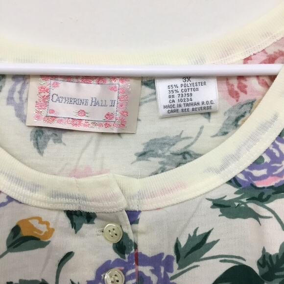 Vtg CATHERINE HALL II Floral Top 80's Dead Stock Sz 3XL - Picture 3 of 5